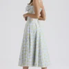 Carmen Zachtblauwe katoenen bustier-zomerjurk met vintage bloemenprint