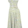 Carmen Zachtblauwe katoenen bustier-zomerjurk met vintage bloemenprint