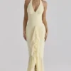 Carmine Lemon Mesh Silhouette Maxi-jurk