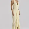 Carmine Lemon Mesh Silhouette Maxi-jurk