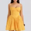 Carolina Apricot kanten corset mini-jurk