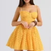 Carolina Apricot kanten corset mini-jurk