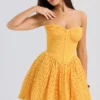 Carolina Apricot kanten corset mini-jurk