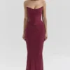 Cassidy Cabernet maxi-rok van mesh met gerimpelde zomen