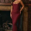 Cassidy Cabernet maxi-rok van mesh met gerimpelde zomen