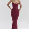 Cassidy Cabernet maxi-rok van mesh met gerimpelde zomen