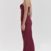 Cassidy Cabernet maxi-rok van mesh met gerimpelde zomen