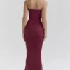 Cassidy Cabernet maxi-rok van mesh met gerimpelde zomen