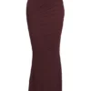 Cassidy Cabernet maxi-rok van mesh met gerimpelde zomen