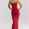 Cassidy Holly Red Mesh Maxi-rok met gerimpelde zomen