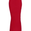 Cassidy Holly Red Mesh Maxi-rok met gerimpelde zomen