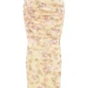 Cassidy maxi-rok met honingbloemenprint en uitlopende zomen