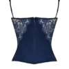 Cecilie marineblauwe satijnen cami-top met kant