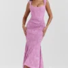 Cesca roze maxi-jurk met bloemenprint