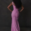 Cesca roze maxi-jurk met bloemenprint
