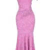 Cesca roze maxi-jurk met bloemenprint
