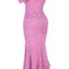 Cesca roze maxi-jurk met bloemenprint