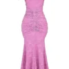 Cesca roze maxi-jurk met bloemenprint
