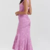 Cesca roze maxi-jurk met bloemenprint