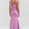Cesca roze maxi-jurk met bloemenprint