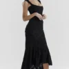 Cesca zwarte maxi-jurk met bloemenprint