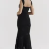 Cesca zwarte maxi-jurk met bloemenprint