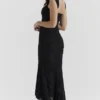 Cesca zwarte maxi-jurk met bloemenprint