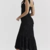 Cesca zwarte maxi-jurk met bloemenprint