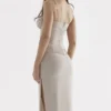 Amal champagnekleurige midi-rok met kralen