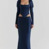 Dana marineblauw korset met pofmouwen