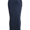 Charlene marineblauwe satijnen maxi-rok met schuine snit