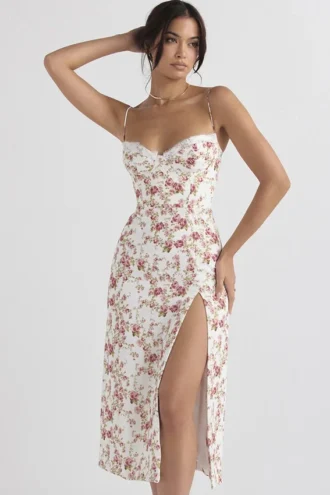 Charlotte Rose Print Korset Midi Zomerjurk