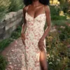 Charlotte Rose Print Korset Midi Zomerjurk