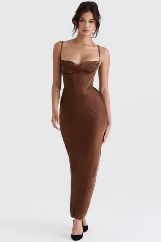 Charmaine Chocolate Korsetten-Maxi-jurk