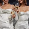 Charmaine ivoorkleurige korset maxi-jurk