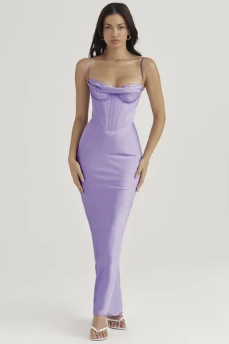 Charmaine lavendelkleurige corset-maxi-jurk