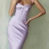 Charmaine lavendelkleurige corset-maxi-jurk