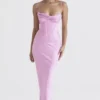 Charmaine roze korset maxi-jurk