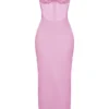Charmaine roze korset maxi-jurk