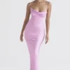 Charmaine roze korset maxi-jurk