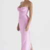 Charmaine roze korset maxi-jurk