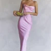 Charmaine roze korset maxi-jurk