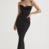 Charmaine zwarte korset maxi-jurk