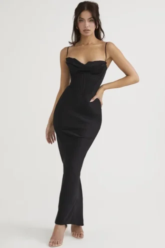 Charmaine zwarte korset maxi-jurk