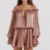 Chaya Hazelnut Off-Shoulder Jurk