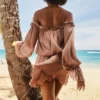 Chaya Hazelnut Off-Shoulder Jurk