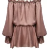 Chaya Hazelnut Off-Shoulder Jurk