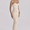 Chiara Vintage ivoorkleurige crêpe broek met rechte pijpen