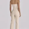 Chiara Vintage ivoorkleurige crêpe broek met rechte pijpen