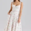Chiarina midi-jurk met rozenprint en knoopsluiting